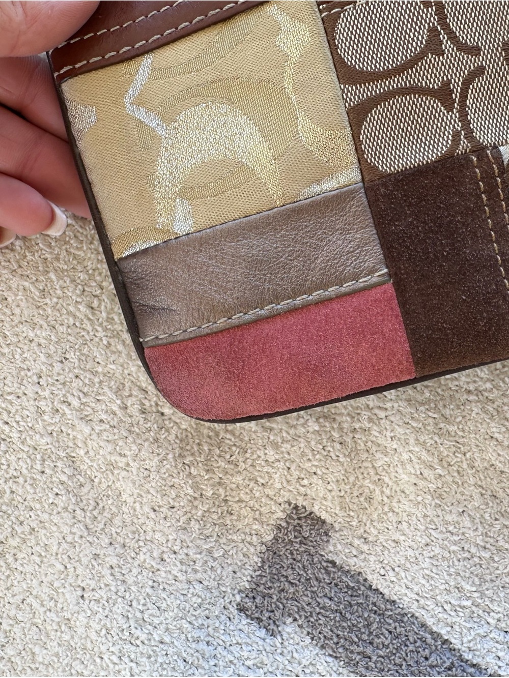 Coach Patchwork Crossbody in Brown, Pink & Gold Tones - Picture 9 of 10